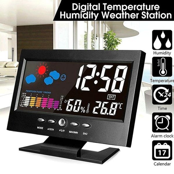 ✨⏰ Letzter Tag der Aktion 60 % 🔥 Digitaler LED-Temperatur- und Luftfeuchtigkeitsmesser Wettervorhersage LED-Zähler Wecker